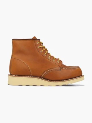 Red Wing botki skórzane 6-inch Moc Toe damskie kolor brązowy na płaskim obcasie 3375