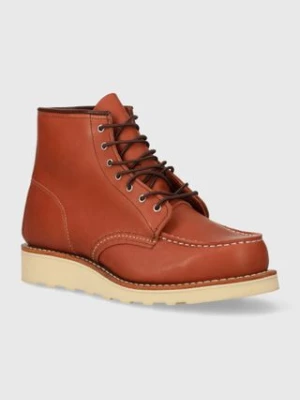 Red Wing botki skórzane 6-Inch Moc Toe damskie kolor brązowy na płaskim obcasie 3425