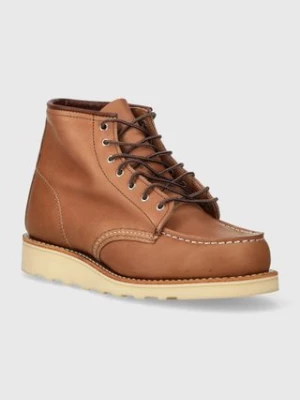 Red Wing botki skórzane 6-Inch Moc Toe damskie kolor brązowy na płaskim obcasie 3426