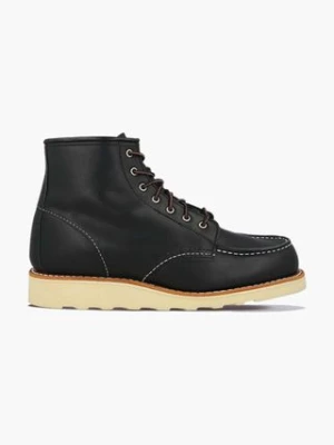 Red Wing botki skórzane 6-inch Moc Toe damskie kolor czarny na płaskim obcasie 3373