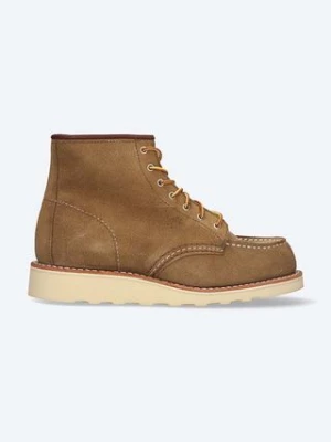 Red Wing botki zamszowe 6-inch Moc Toe damskie kolor żółty na płaskim obcasie 3377