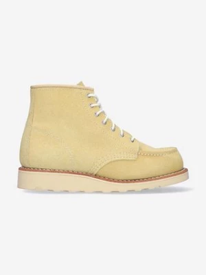 Red Wing botki zamszowe damskie kolor beżowy na płaskim obcasie 3423.Classic-Yellow