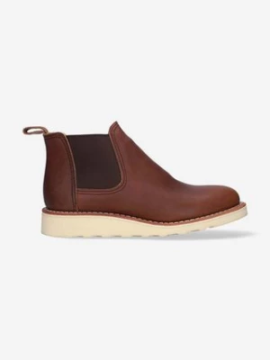 Red Wing sztyblety skórzane damskie kolor brązowy na płaskim obcasie 3445.Classic-Brown