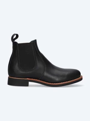 Red Wing sztyblety skórzane damskie kolor czarny na płaskim obcasie 3455.6inch-Black