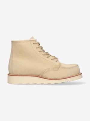 Red Wing workery skórzane 6-inch Moc Toe damskie kolor beżowy na płaskim obcasie 3328