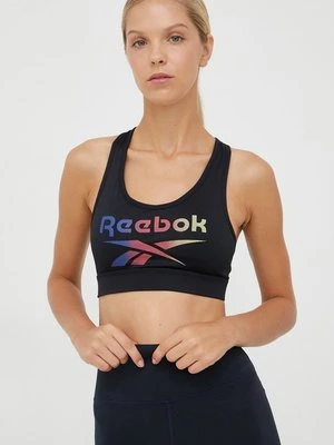 Reebok biustonosz sportowy Gina kolor czarny wzorzysty