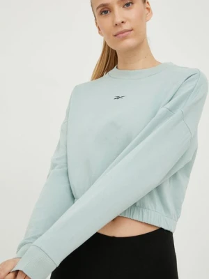 Reebok bluza damska kolor zielony gładka