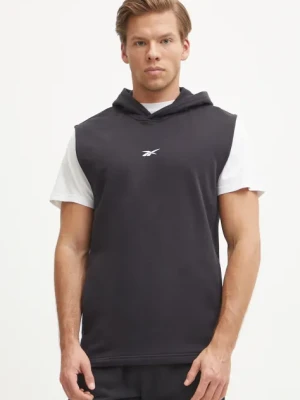 Reebok bluza dresowa kolor czarny z kapturem z nadrukiem 100214097