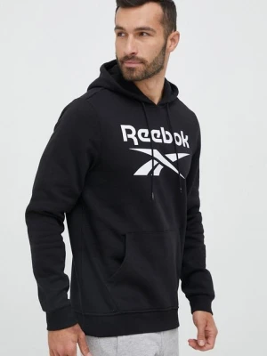 Reebok bluza IDENTITY męska kolor czarny z kapturem z nadrukiem H54802.100050290