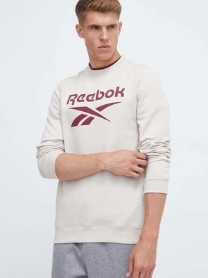 Reebok bluza męska kolor beżowy z nadrukiem