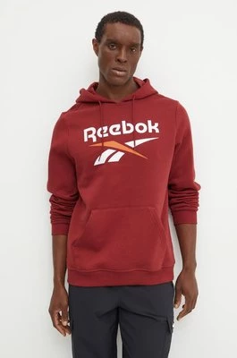 Reebok bluza męska kolor bordowy z kapturem z nadrukiem 100205966