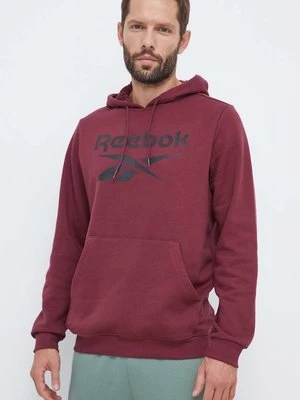 Reebok bluza męska kolor bordowy z kapturem z nadrukiem