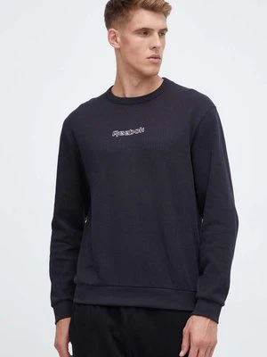 Reebok bluza męska kolor czarny gładka