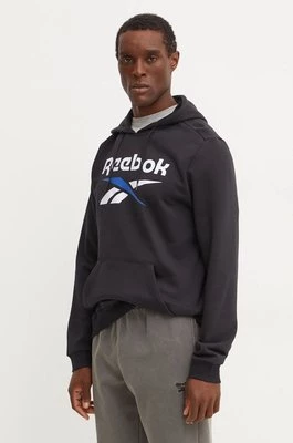 Reebok bluza męska kolor czarny z kapturem z nadrukiem 100206027