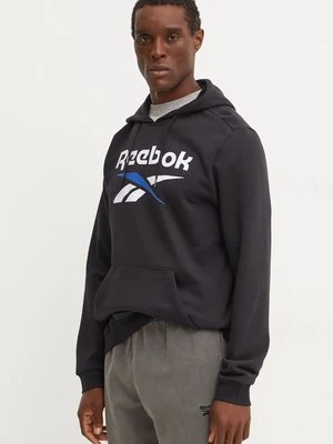 Reebok bluza męska kolor czarny z kapturem z nadrukiem 100206027