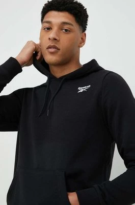 Reebok bluza IDENTITY męska kolor czarny z kapturem z nadrukiem HA9273.100051167