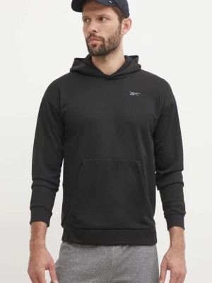 Reebok bluza Strength męska kolor czarny z kapturem gładka 100075764