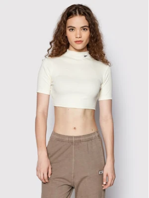 Reebok Bluzka HH7370 Beżowy Slim Fit