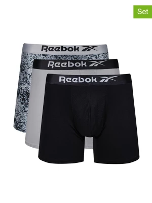 Reebok Bokserki (3 pary) "Adamson" w kolorze czarno-szarym rozmiar: M