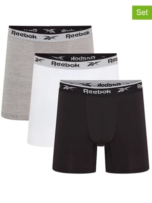 Reebok Bokserki (3 pary) "Ainslie" w kolorze czarnym, szarym i białym rozmiar: XL