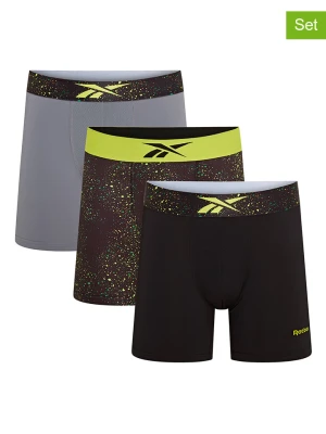 Reebok Bokserki (3 pary) "Benji" w kolorze czarno-szaro-limonkowym rozmiar: XL