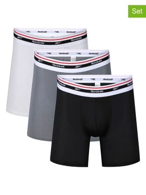 Reebok Bokserki (3 pary) "Finlo" w kolorze czarnym, białym i szarym rozmiar: XL