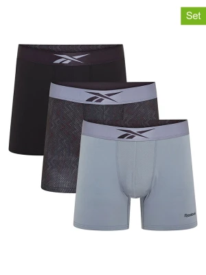 Reebok Bokserki (3 pary) "Jennison" w kolorze czarnym i szarym rozmiar: L