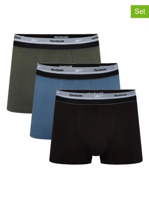 Reebok Bokserki (3 pary) "Mika" w kolorze czarno-niebiesko-oliwkowym rozmiar: XL