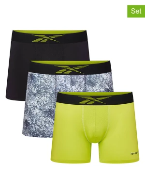 Reebok Bokserki (3 pary) "Mowatt" w kolorze czarno-limonkowo-niebieskim rozmiar: L