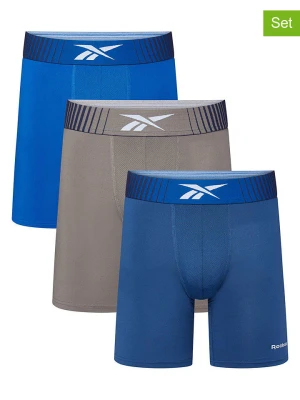Reebok Bokserki (3 pary) "Waite" w kolorze niebiesko-szarym rozmiar: M