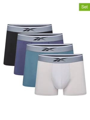 Reebok Bokserki (4 pary) "Delmar" w kolorze szaro-czarno-fioletowym rozmiar: L