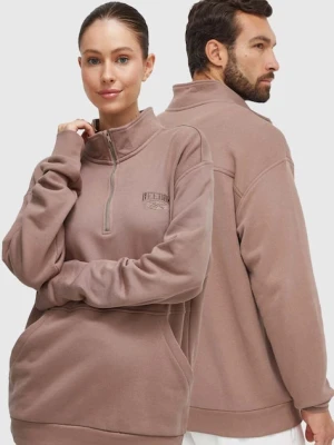 Reebok Classic bluza bawełniana kolor brązowy z aplikacją