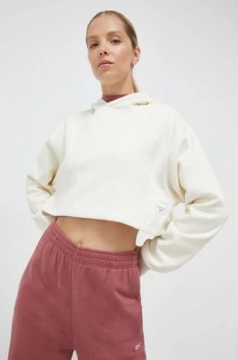 Reebok Classic bluza damska kolor beżowy z kapturem gładka