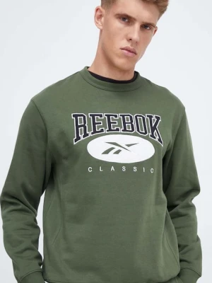 Reebok Classic bluza męska kolor zielony z aplikacją