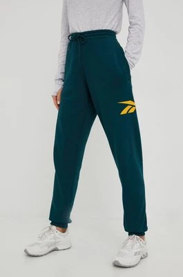 Reebok Classic spodnie dresowe damskie kolor zielony z nadrukiem