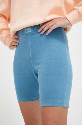 Reebok Classic szorty damskie kolor niebieski gładkie high waist