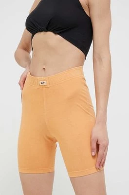Reebok Classic szorty damskie kolor pomarańczowy gładkie high waist