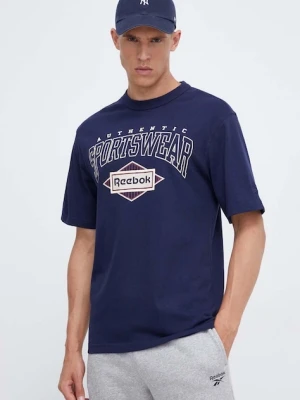 Reebok Classic t-shirt bawełniany granatowy