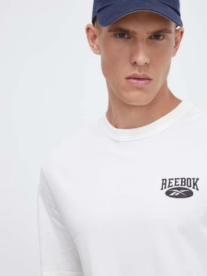 Reebok Classic t-shirt bawełniany kolor beżowy z aplikacją