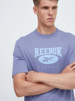 Reebok Classic t-shirt bawełniany kolor niebieski z nadrukiem