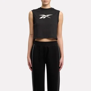 REEBOK EU - ID Train Logo Cropped Sleeveless T-Shirtunisex, Black, Size: