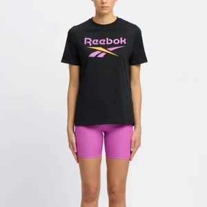 REEBOK EU - Koszulka Reebok Identity Big Logo, female, Black/Purple Rave/Electric Amber, Size: