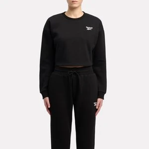 REEBOK EU - Reebok Identity Small Logo Cropped Fleece Crewneck Sweatshirtunisex, Black, Size: