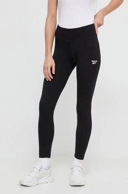 Reebok legginsy damskie kolor czarny gładkie