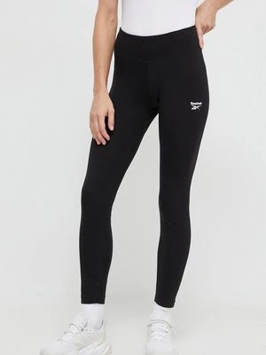 Reebok legginsy damskie kolor czarny gładkie