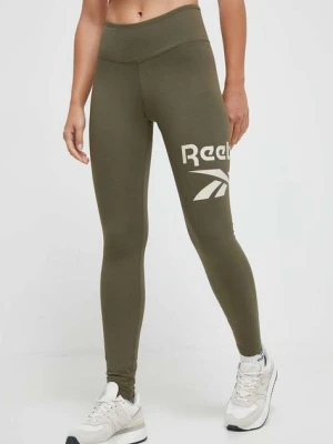 Zdjęcie produktu Reebok legginsy damskie kolor zielony z nadrukiem