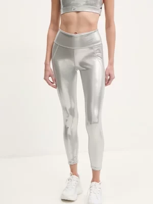 Reebok legginsy treningowe Lux Chrome kolor srebrny gładkie 100214627