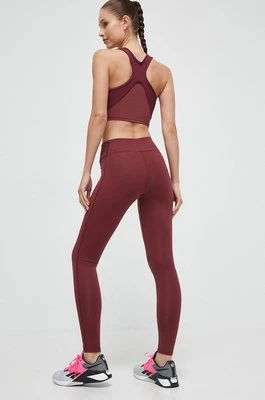 Reebok legginsy treningowe Lux Collection kolor bordowy gładkie