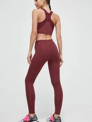 Reebok legginsy treningowe Lux Collection kolor bordowy gładkie