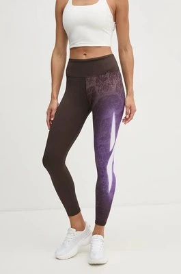 Reebok legginsy treningowe LUX Collection kolor brązowy wzorzyste 100205574